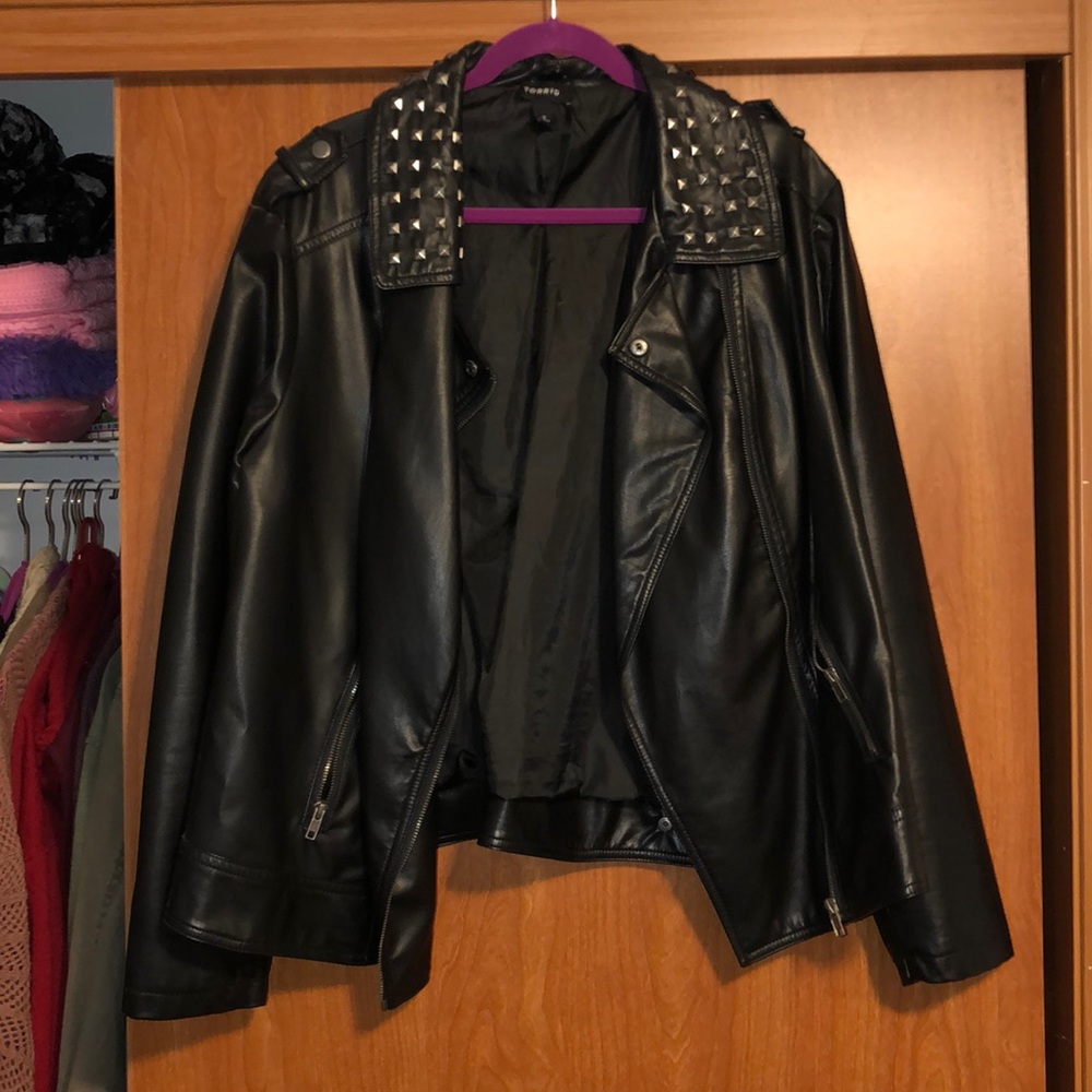 Faux leather studded jacket
